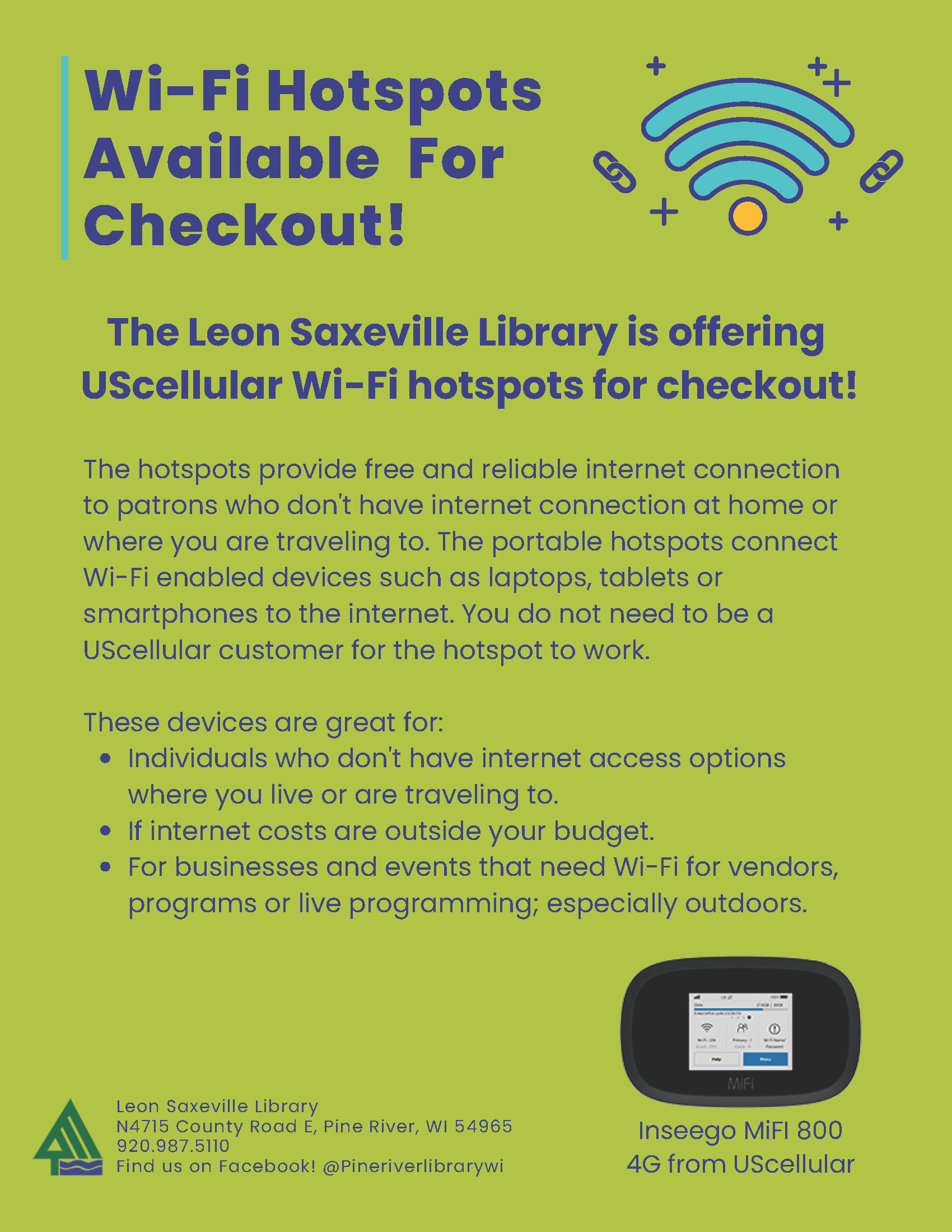 Wi-Fi Hotspots Available