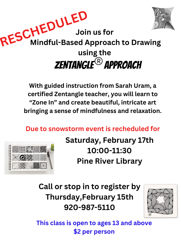 Please Join Us for our ZENTANGLE EVENT